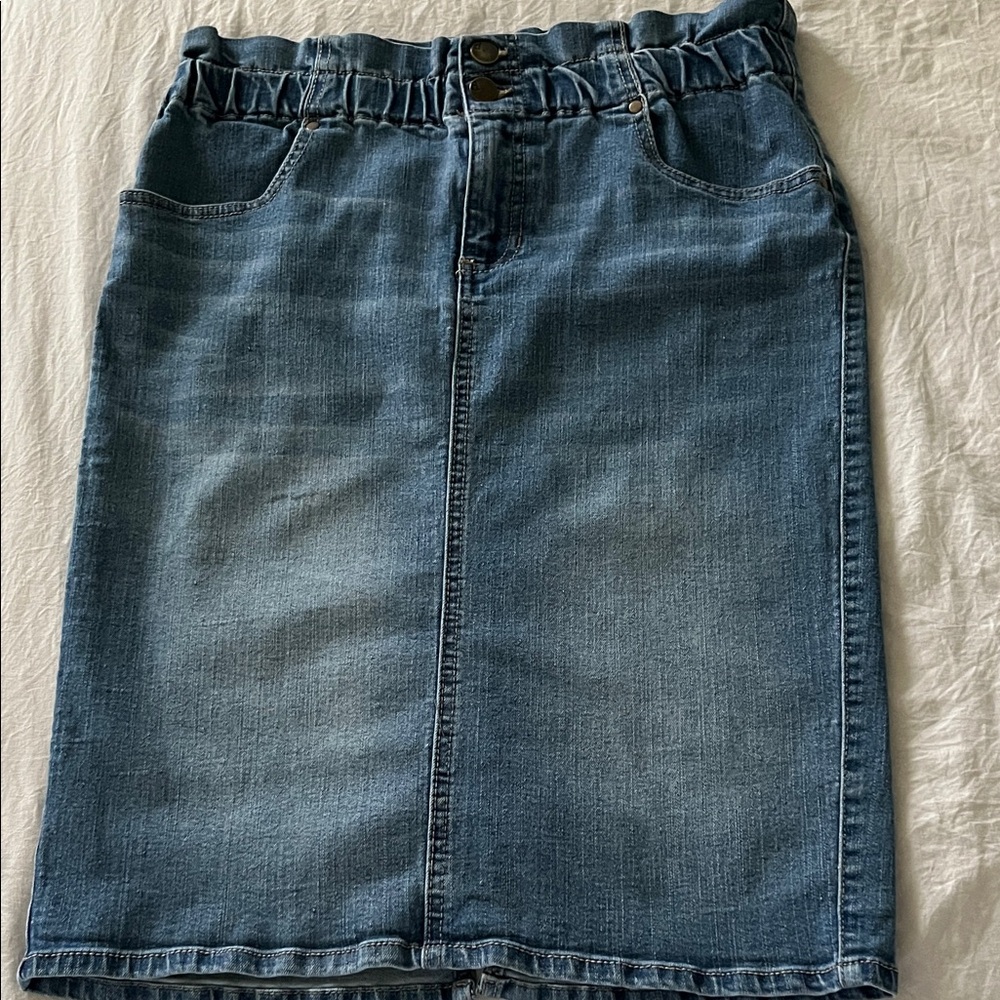 Denim Midi Pencil Skirt